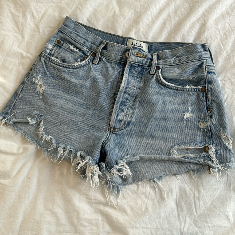 Agolde Parker cut off denim shorts